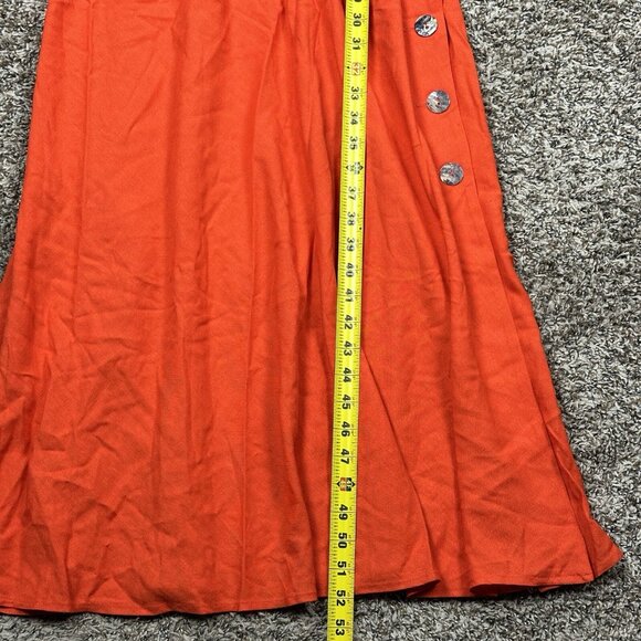Vtg Claude Rene Orange Linen Side Button Sleeveless Dress Maxi Belt Sz 14 New - Picture 11 of 15